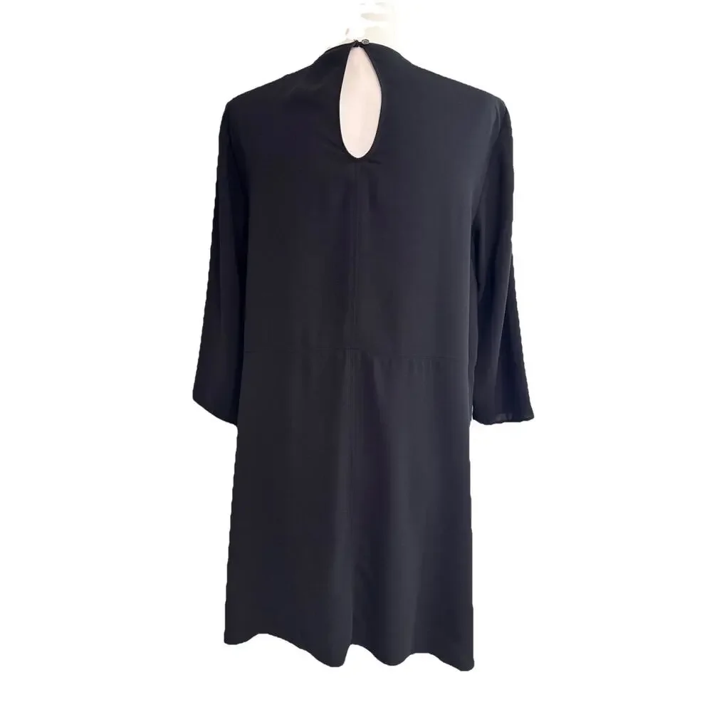 Wilfred Dress Womens M Black Crew Neck 3/4 Sleeve Pockets Lined Key Hole